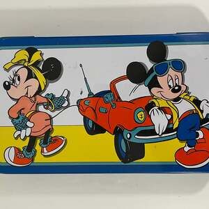 Vintage Mickey and Minnie Mouse Tin Pencil Box